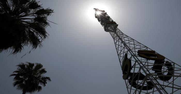 FILE PHOTO: The tower of Tribune Broadcasting Los Angeles affiliate KTLA 5 is seen in