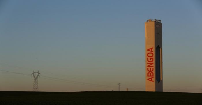 A tower belonging to the Abengoa solar plant is seen at the 