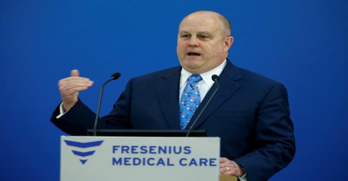 FILE PHOTO: Fresenius Medical Care CEO Powell addresses the company's annual news conference in