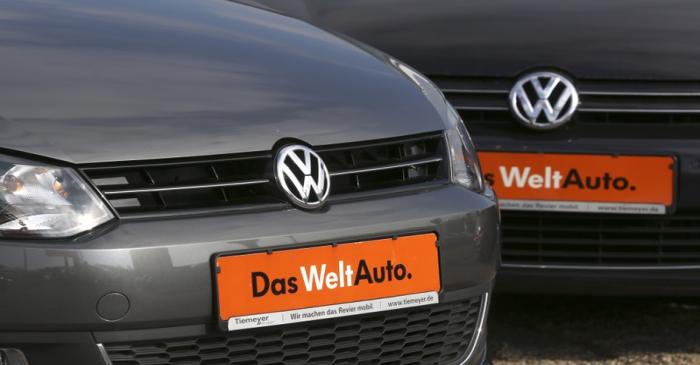 Volkswagen VW cars are seen at a car dealer in Bochum