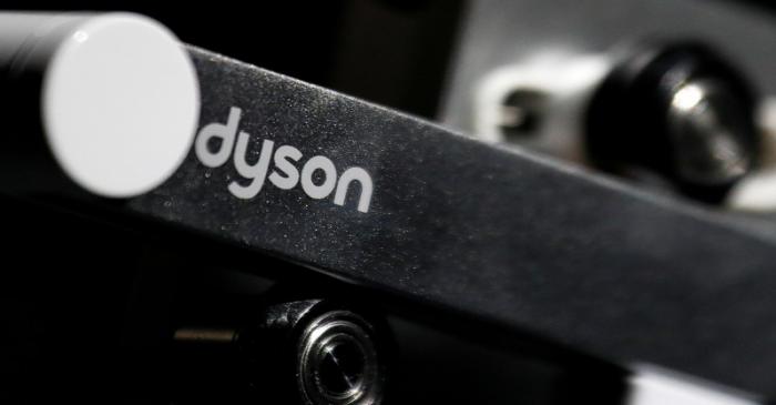 FILE PHOTO: Dyson logo is seen on one of company's products presented during an event in