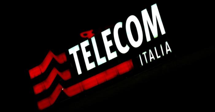 FILE PHOTO: The Telecom Italy logo is seen at the headquaters downtown Milan