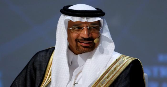 Saudi Arabia's Energy Minister Khalid al-Falih talks during the 23rd World Energy Congress in