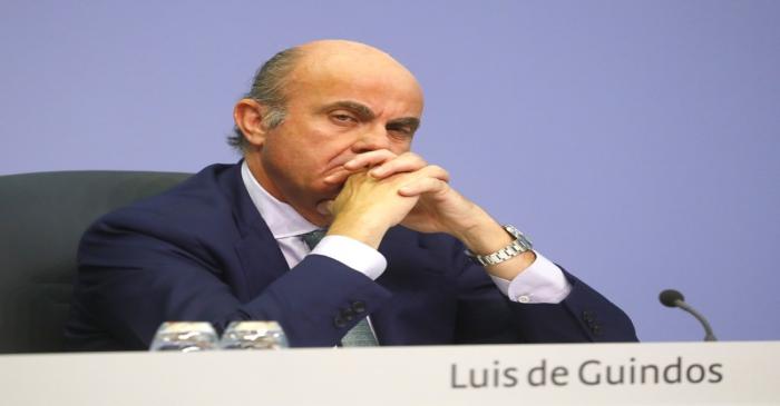 Vice-President of the ECB de Guindos attends a news conference following the governing