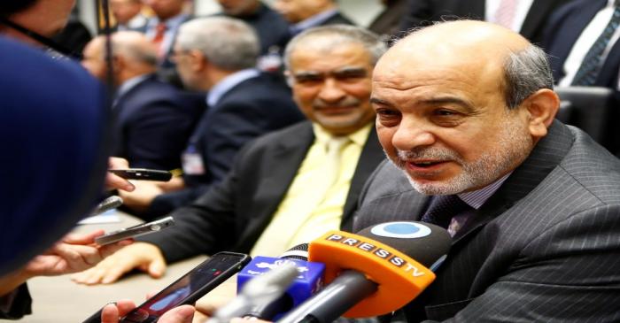 Iraqi Deputy Oil Minister Fayadh al-Nema  talks to journalists before a meeting of OPEC oil