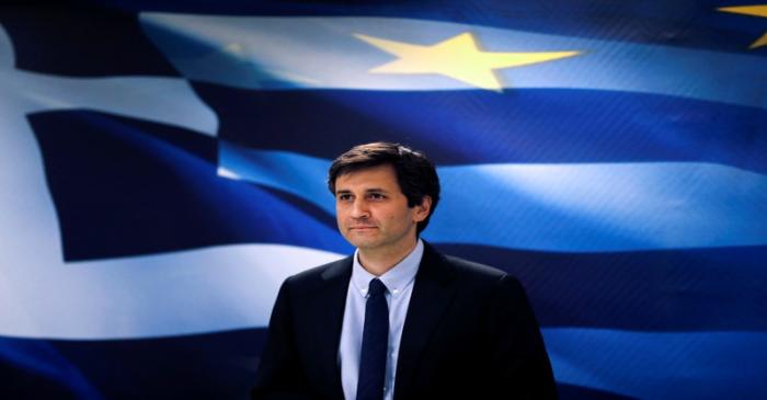 FILE PHOTO:  Greek Alternate Finance Minister Chouliarakis arrives for a news conference at the