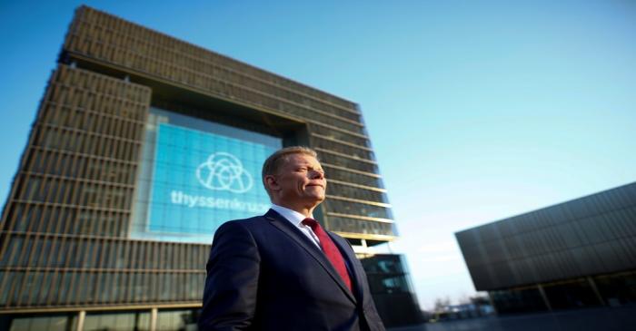 Guido Kerkhoff, Chief Executive of Thyssenkrupp AG, poses before the annual news conference in