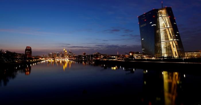 FILE PHOTO: The headquarters of the European Central Bank and the Frankfurt skyline with its