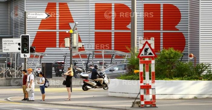 Logo of Swiss power technology and automation group ABB is seen in Baden