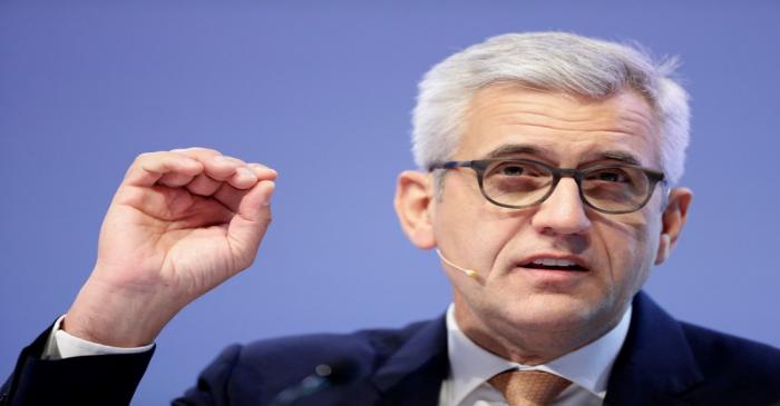 FILE PHOTO: CEO Spiesshofer of Swiss power technology and automation group ABB addresses a news