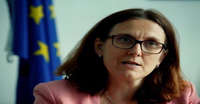 FILE PHOTO: EU Trade Commissioner Malmstrom attends an interview with Reuters in Geneva