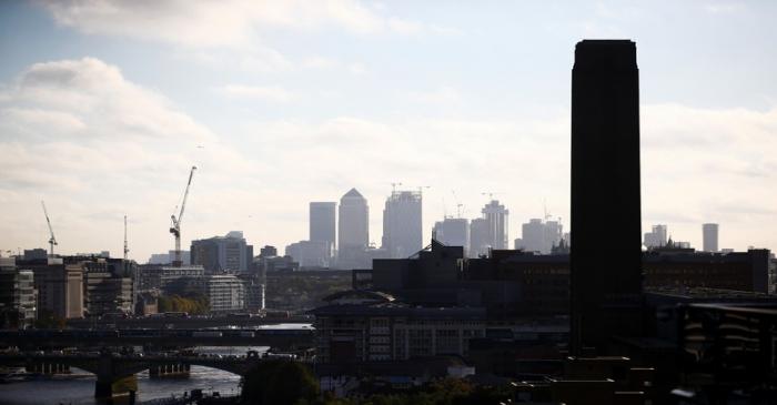 Canary Wharf skyline and the City of London can be seen from the Sea Containers building in