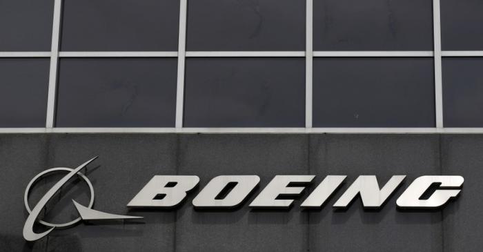 FILE PHOTO: The Boeing logo is seen at their headquarters in Chicago,