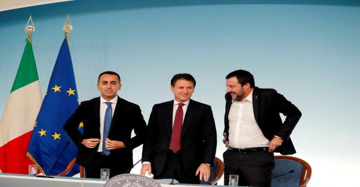 FILE PHOTO: Italy's Minister of Labor and Industry Luigi Di Maio, Prime Minister Giuseppe Conte