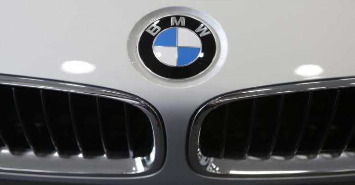 A BMW sedan is displayed for sale at a BMW dealership in Goyang, north of Seoul