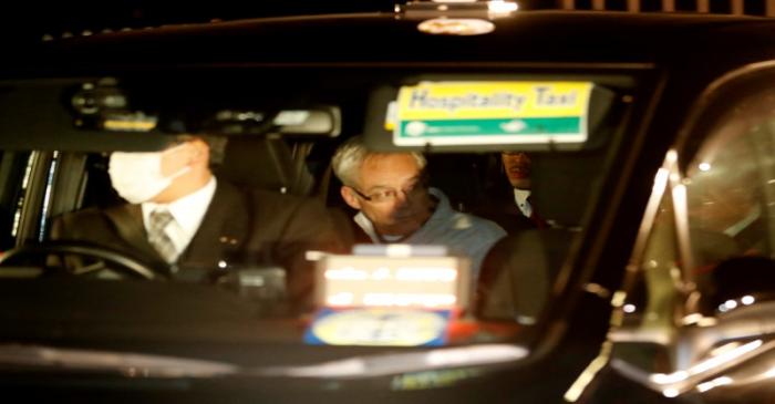 Greg Kelly, the former deputy of ousted Nissan chairman Carlos Ghosn, is seen in the car, as he