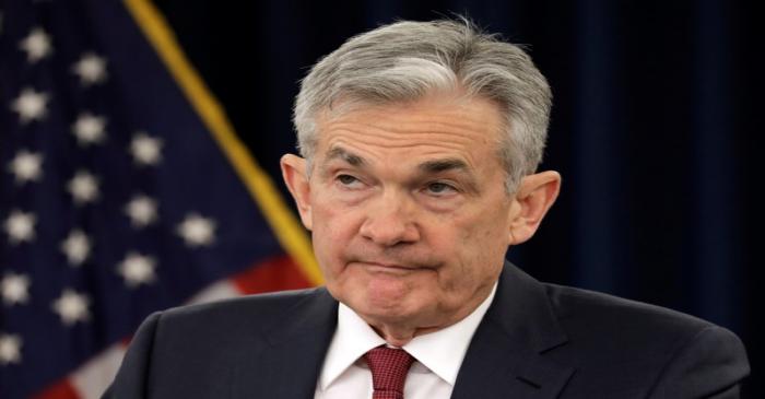 Federal Reserve Board Chairman Jerome Powell holds a news conference after a Federal Open