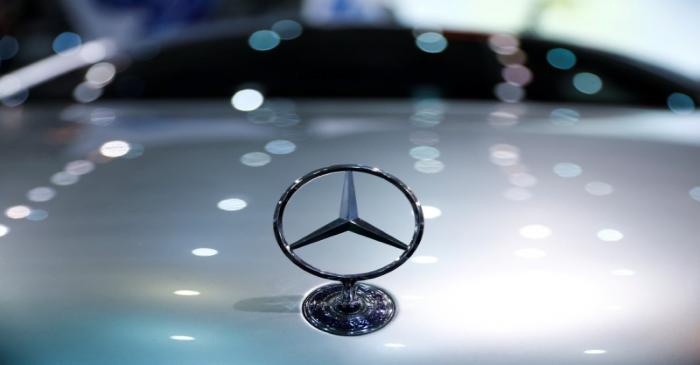 FILE PHOTO: The logo of German car maker Mercedes Benz is seen on a Mercedes F125 concept car