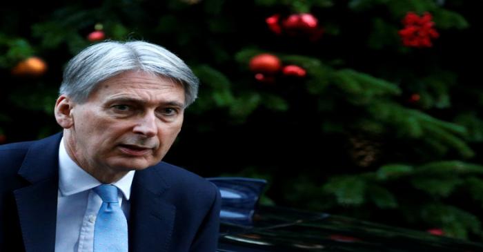 Britain's Chancellor of the Exchequer, Philip Hammond arrives in Downing Street, London