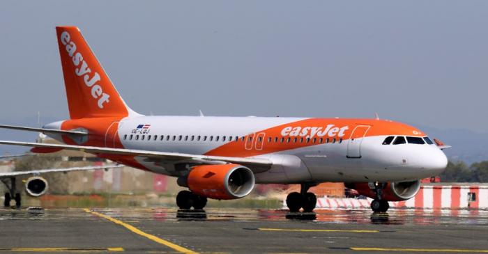 An EasyJet airplane is pictured at Leonardo da Vinci-Fiumicino Airport in Rome