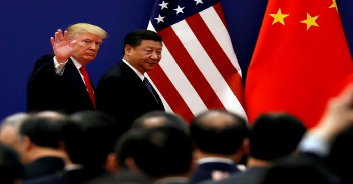 U.S. President Donald Trump and China's President Xi Jinping meet business leaders at the Great