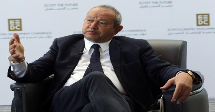 Egyptian billionaire Sawiris speaks during an interview with Reuters in Sharm el-Sheikh, in the