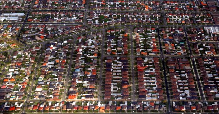 FILE PHOTO: An aerial view of houses located in Sydney's eastern suburbs