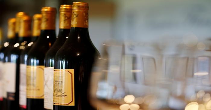 FILE PHOTO: Bottles of French red wine are displayed at the Chateau du Pavillon in