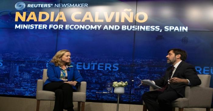 Nadia Calvino, Minister for Economy and Business of Spain speaks during a Reuters Newsmaker in