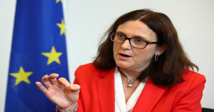 EU Trade Commissioner Malmstrom attends an interview with Reuters in Geneva