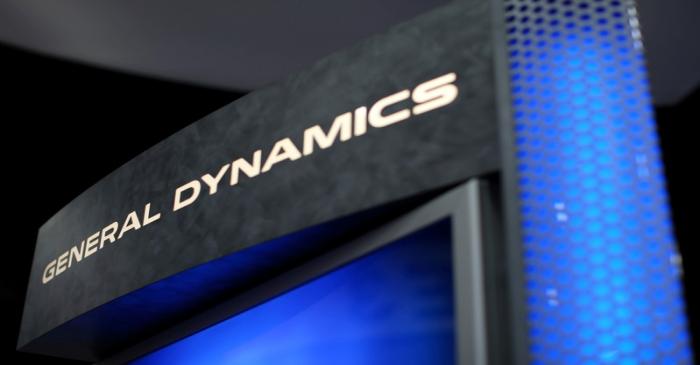 FILE PHOTO: A General Dynamics sign is shown at the International Association of Chiefs of