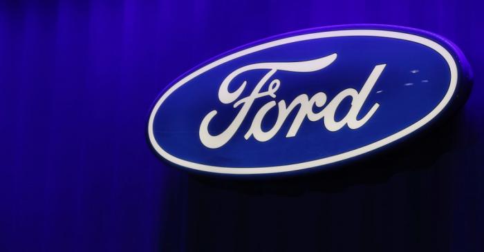 FILE PHOTO: Ford logo is seen at the North American International Auto Show in Detroit,