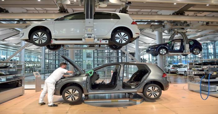 FILE PHOTO: Production line of Volkswagen e-Golf in Dresden