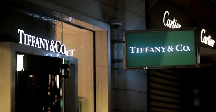 FILE PHOTO: The logo of U.S. jeweller Tiffany & Co. is seen at a store in Nice