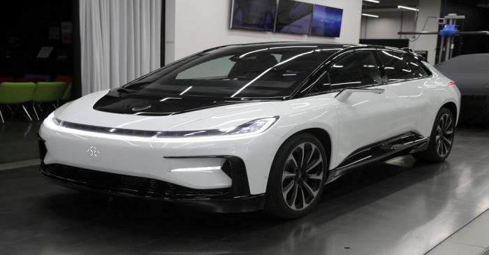 FILE PHOTO: Faraday Future's luxury electric car FF91 is seen at the company's headquarters in