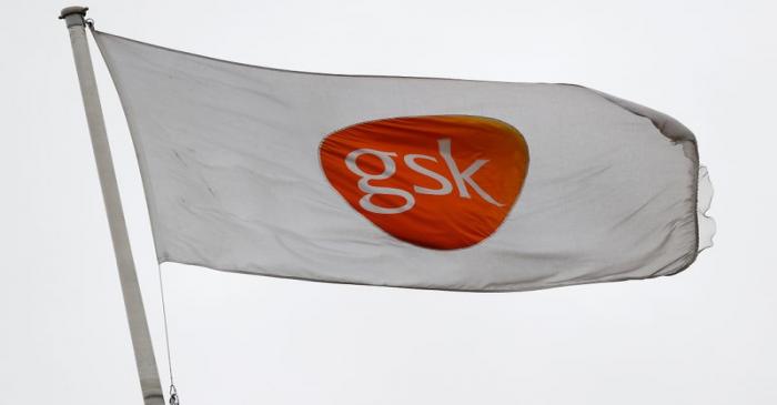 FILE PHOTO: A GSK logo is seen on a flag at a GSK research centre in Stevenage