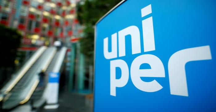 FILE PHOTO: The logo of German energy utility company Uniper SE is pictured in the company's