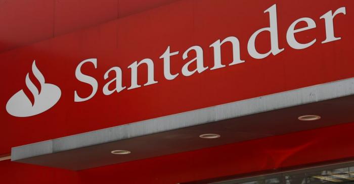 The logo of Santander bank is seen at a branch in Mexico City