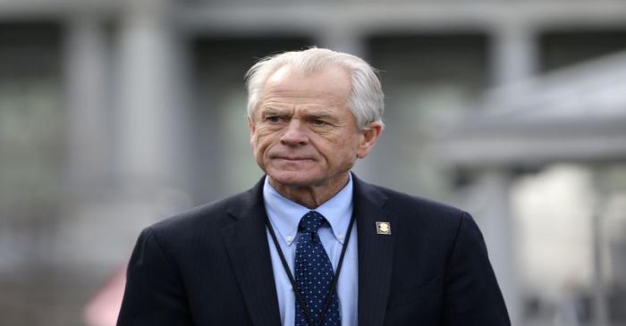 FILE PHOTO: White House trade adviser Peter Navarro listens to a news conference outside of the