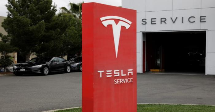 FILE PHOTO: A Tesla service center is shown in Costa Mesa, California