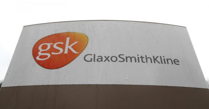 FILE PHOTO: A GSK logo is seen at the GSK research centre in Stevenage