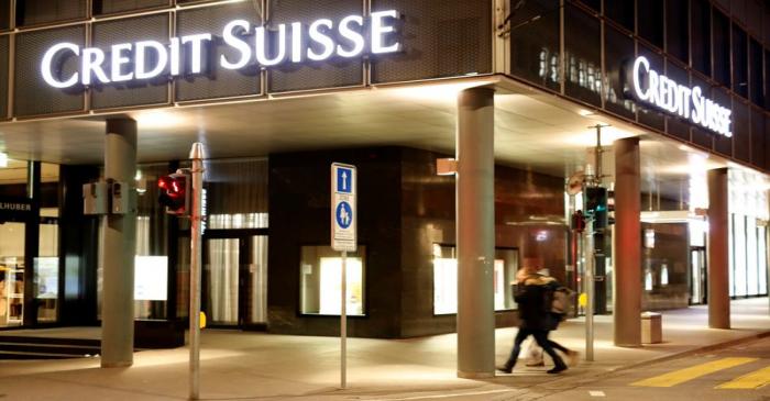 Logo of Swiss bank Credit Suisse is seen in Basel