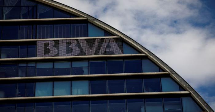 The headquarters of the Spanish bank BBVA are seen in Madrid