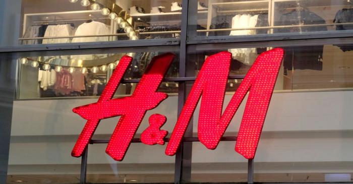 FILE PHOTO: H&M logo is seen on a shop in Riga