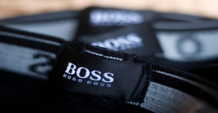 FILE PHOTO: The logo of German fashion house Hugo Boss is seen on a clothing label at their