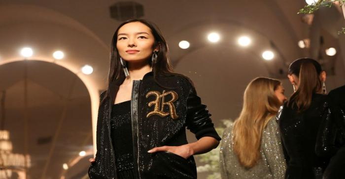 A model presents a creation from the Ralph Lauren collection during New York Fashion Week