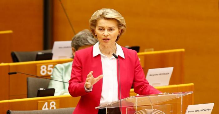 European Commission President Ursula von der Leyen addresses the Plenary of the European