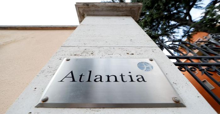 FILE PHOTO: An Atlantia Group sign outside its headquarters in Rome