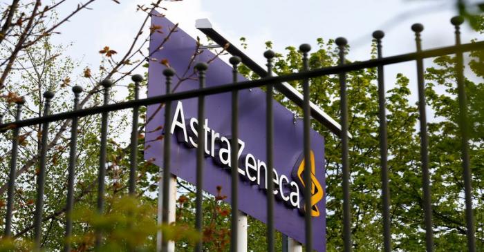 FILE PHOTO: A sign is seen at an AstraZeneca site in Macclesfield