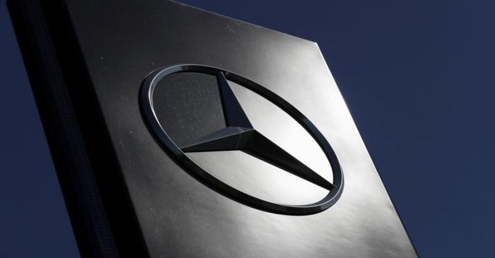 A logo of Mercedes-Benz is seen outside a Mercedes-Benz car dealer, amid the coronavirus